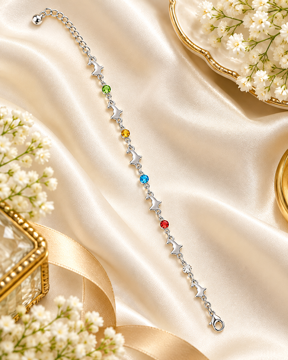 Colour stone charm bracelet