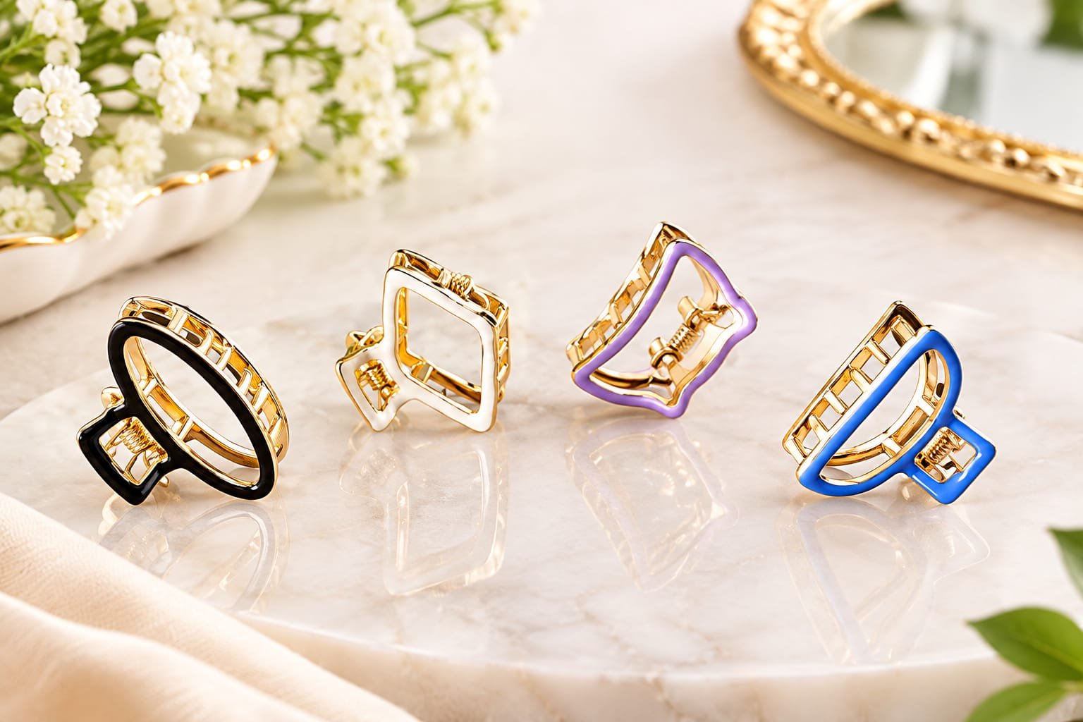 Enamel gold claw clips